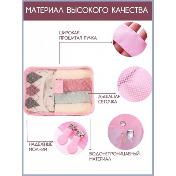 Набор дорожных органайзеров Laundry Pouch. Розовый 3DTOYSLAMP - Фото 2 Набор дорожных органайзеров Laundry Pouch. Розовый 3DTOYSLAMP - зображення 2