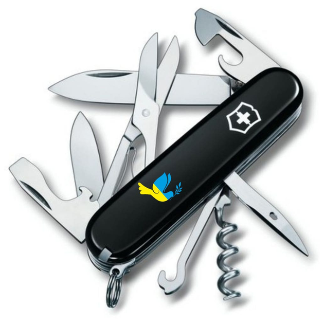 Нож Victorinox Climber Ukraine Black Голуб Миру Жовто-Блакитний (1.3703.3_T1036u) - изображение 1