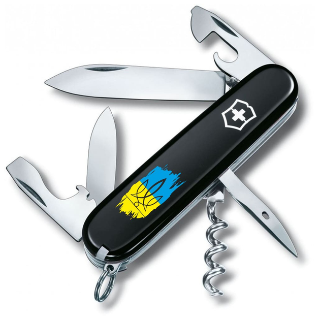 Ніж Victorinox Spartan Ukraine Black Тризуб На Тлі Прапору (1.3603.3_T1026u) - зображення 1