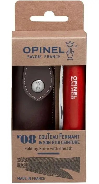 Туристичний ніж з ремінцем і чохлом 85мм, граб Opinel Colorama 08 Red 001890 - изображение 1