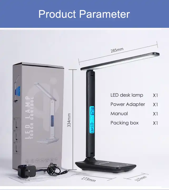 Акумуляторна LED лампа VHG TX26CX з календарем та годинником, Black - изображение 6