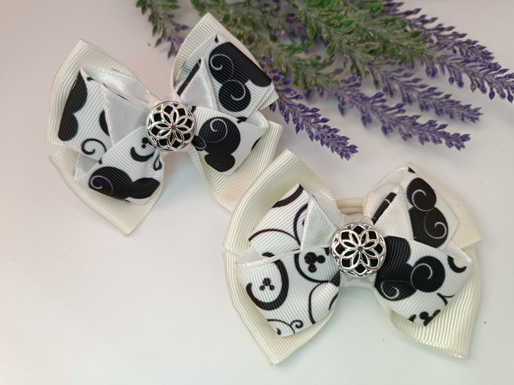 Бантики для волос школьные молочно-черные Handmade 2 шт. – купить ...