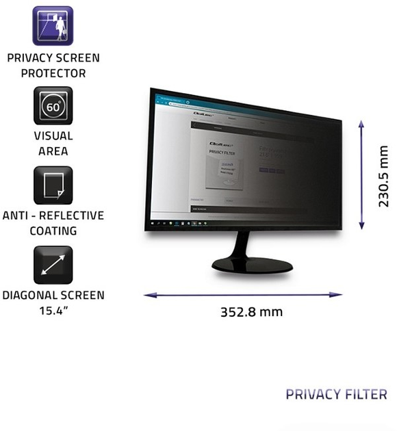 Фільтр Qoltec для захисту персональних даних для Apple MacBook Pro Retina 2012-2015 15.4" (5901878510705) - зображення 2