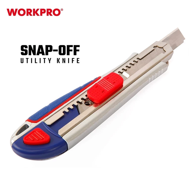 Нож сегментный усиленный с легкой заменой лезвий WORKPRO, 18 мм цинковый корпус PRO PLUS WP212017 - изображение 4