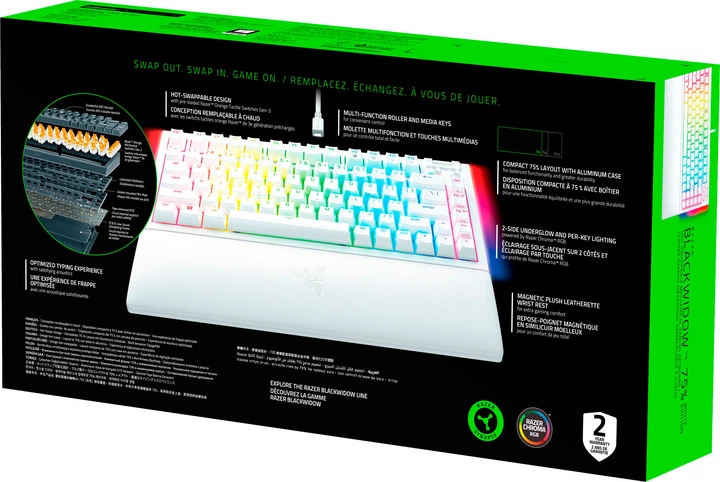Клавиатура проводная Razer BlackWidow V4 75% White (RZ03-05001700