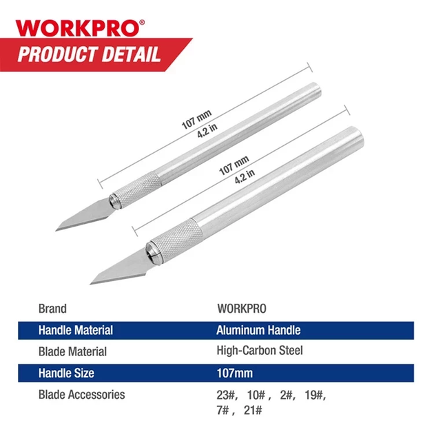 Набор ножей для точных работ/моделирования WORKPRO (8 пред.) W018020 - Фото 4 Набор ножей для точных работ/моделирования WORKPRO (8 пред.) W018020 - изображение 4
