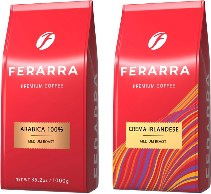 Акція на Набір кави в зернах Ferarra Arabica 100% 1 кг х Crema Irlandise 1 кг від Rozetka