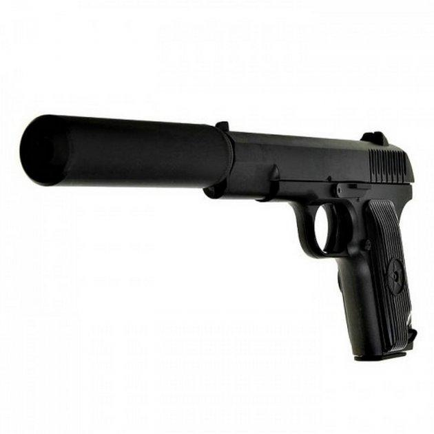 Дитячий страйкбольний Пістолет з глушником Тульский Токарев ТТ Galaxy G33A метал, пластик стріляє кульками 6 мм Чорний - зображення 2