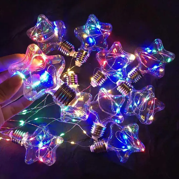 Светодиодная гирлянда Штора Звезды с росой 10 шт. LED 3х0.6м - Фото 1 Светодиодная гирлянда Штора Звезды с росой 10 шт. LED 3х0.6м - изображение 1