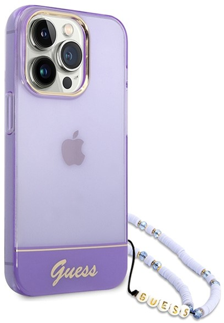 Etui plecki Guess Translucent Pearl Strap do Apple iPhone 14 Pro Max Purple (3666339064235) - obraz 4