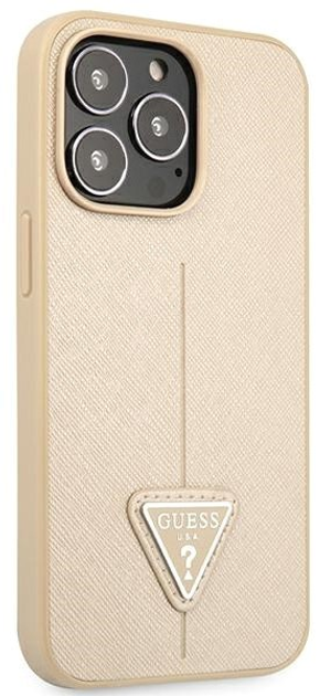 Панель Guess Saffiano Triangle Logo для Apple iPhone 14 Pro Max Бежевий (3666339065430) - зображення 3