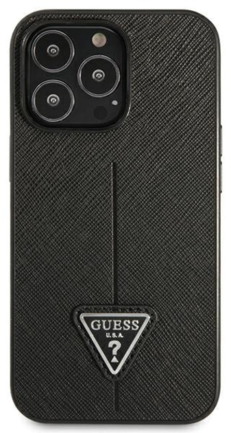 Etui plecki Guess Saffiano Triangle Logo do Apple iPhone 14 Pro Max Black (3666339065393) - obraz 2