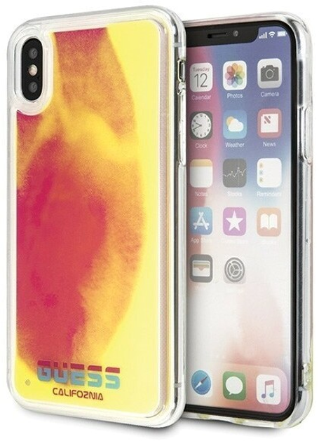 Панель Guess California Glow in the dark для Apple iPhone X/XS Рожевий (3700740448854) - зображення 1