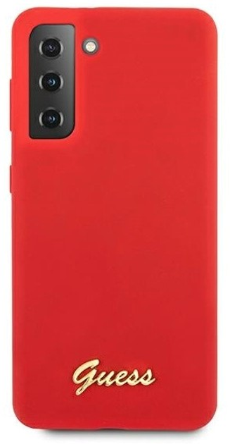 Etui plecki Guess Silicone Script Metal Logo do Samsung Galaxy S21 Plus Red (3700740495803) - obraz 2