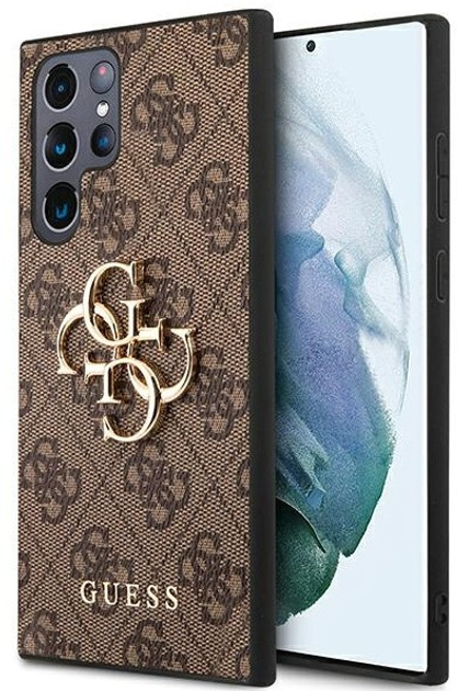 Etui plecki Guess 4G Big Metal Logo do Samsung Galaxy S22 Ultra Brown (3666339046675) - obraz 1