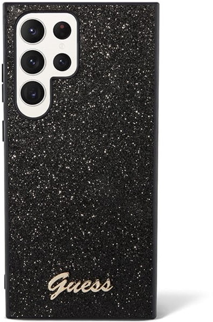 Etui plecki Guess Glitter Script do Samsung Galaxy S23 Ultra Black (3666339114770) - obraz 2