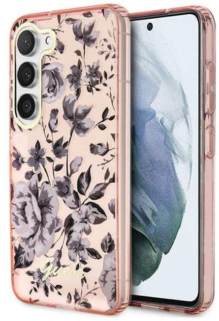 Etui plecki Guess Flower Collection do Samsung Galaxy S23 Pink (3666339117221) - obraz 1