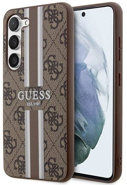 Панель Guess 4G Printed Stripe для Samsung Galaxy S23 Коричневий (3666339117467) - зображення 1