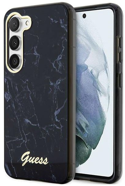 Etui plecki Guess Marble do Samsung Galaxy S23 Black (3666339117375) - obraz 1