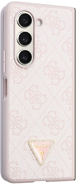 Панель Guess Leather 4G Triangle Strass для Samsung Galaxy Z Fold 5 Рожевий (3666339173944) - зображення 3