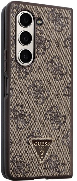 Панель Guess Leather 4G Triangle Strass для Samsung Calaxy Z Fold 5 Коричневий (3666339173920) - зображення 1