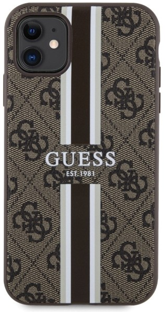 Панель Guess 4G Printed Stripes MagSafe для Apple iPhone 11 Коричневий (3666339119713) - зображення 2