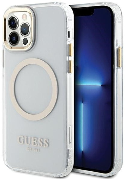 Панель Guess Metal Outline Magsafe для Apple iPhone 12/12 Pro Золотий (3666339169923) - зображення 1