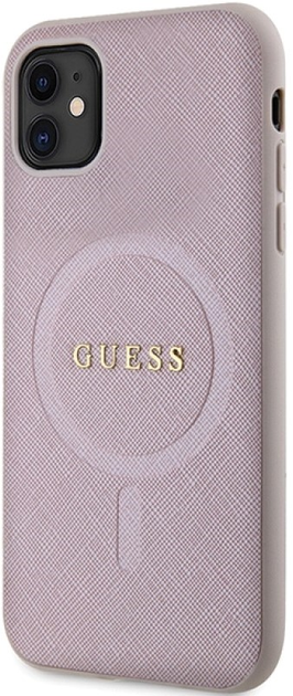 Etui plecki Guess Saffiano MagSafe do Apple iPhone 11 Pink (3666339156084) - obraz 3