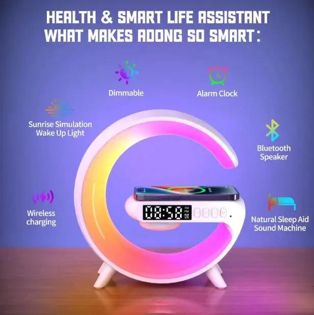 Колонкой Bluetooth с беспроводная Qi зарядкой 15W G-Smart 3в1 Ночник LED будильник 256 режимов Белая - Фото 3 Колонкой Bluetooth с беспроводная Qi зарядкой 15W G-Smart 3в1 Ночник LED будильник 256 режимов Белая - изображение 3
