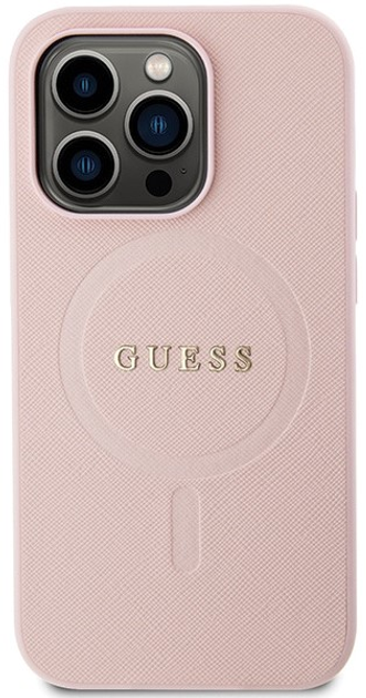Etui plecki Guess Saffiano MagSafe do Apple iPhone 13/13 Pro Pink (3666339156121) - obraz 2