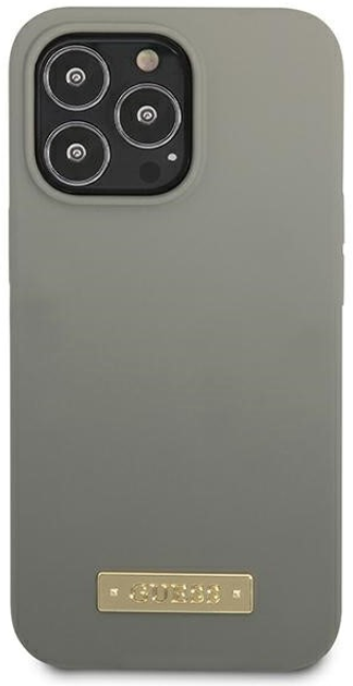 Etui plecki Guess Silicone Logo Plate MagSafe do Apple iPhone 13/13 Pro Grey (3666339056919) - obraz 2