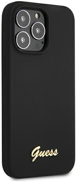 Etui plecki Guess Silicone Script Gold Logo MagSafe do Apple iPhone 13 Pro Max Black (3666339037116) - obraz 3