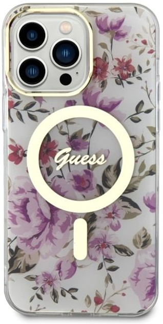 Etui plecki Guess Flower MagSafe do Apple iPhone 14 Pro Transparent (3666339115654) - obraz 2