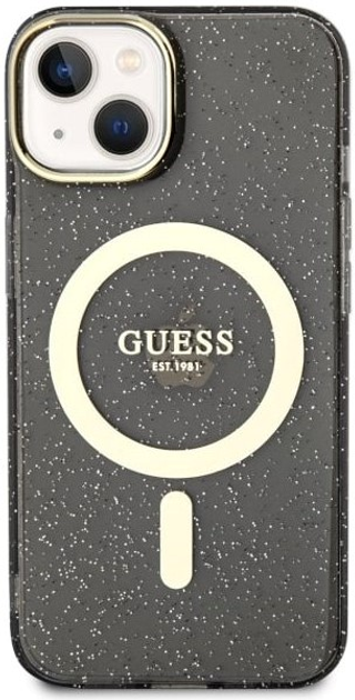 Etui plecki Guess Glitter Gold MagSafe do Apple iPhone 14 Plus Black (3666339125578) - obraz 1