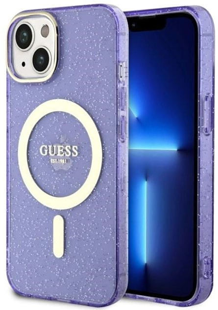 Панель Guess Glitter Gold MagSafe для Apple iPhone 14 Plus Фіолетовий (3666339125677) - зображення 1
