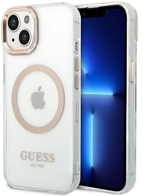 Etui plecki Guess Metal Outline Magsafe do Apple iPhone 14 Plus Gold (3666339069711) - obraz 2