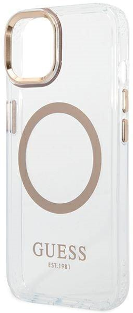 Etui plecki Guess Metal Outline Magsafe do Apple iPhone 14 Plus Gold (3666339069711) - obraz 3