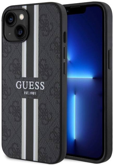 Панель Guess 4G Printed Stripes MagSafe для Apple iPhone 14 Plus Чорний (3666339119683) - зображення 1