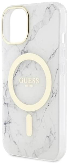 Панель Guess Marble MagSafe для Apple iPhone 14 Plus Білий (3666339127275) - зображення 3