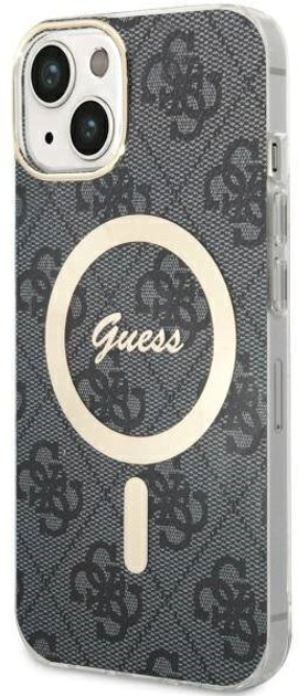 Etui plecki Guess 4G MagSafe do Apple iPhone 14 Black (3666339126834) - obraz 1