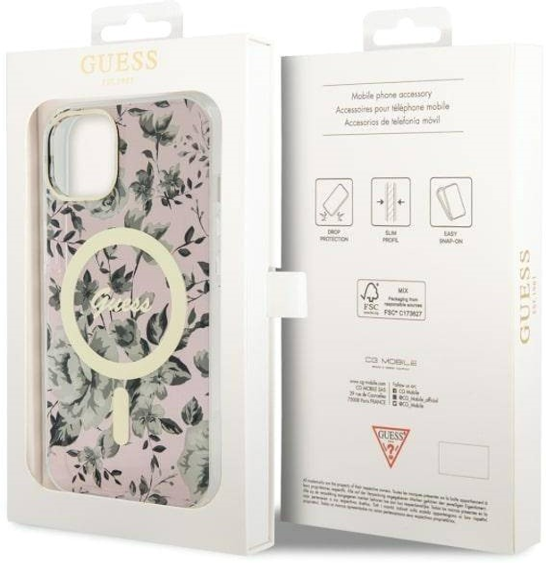 Панель Guess Flower MagSafe для Apple iPhone 14 Рожевий (3666339115555) - зображення 2