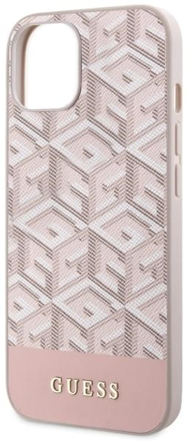 Etui plecki Guess G Cube Stripes MagSafe do Apple iPhone 14 Pink (3666339112509) - obraz 1