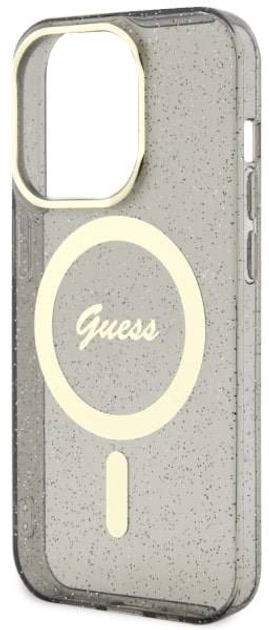 Etui plecki Guess Glitter Gold MagSafe do Apple iPhone 14 Pro Max Black (3666339125592) - obraz 3