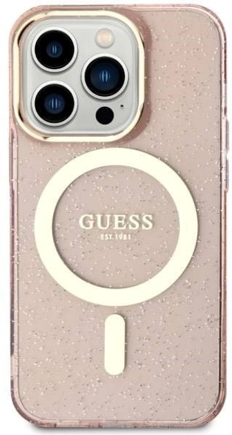 Панель Guess Glitter Gold MagSafe для Apple iPhone 14 Pro Max Рожевий (3666339125899) - зображення 2