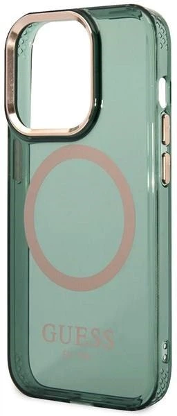 Etui plecki Guess Gold Outline Translucent MagSafe do Apple iPhone 14 Pro Max Khaki (3666339069650) - obraz 3