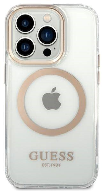 Панель Guess Metal Outline Magsafe для Apple iPhone 14 Pro Max Золотий (3666339069735) - зображення 2