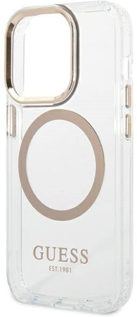 Панель Guess Metal Outline Magsafe для Apple iPhone 14 Pro Max Золотий (3666339069735) - зображення 3