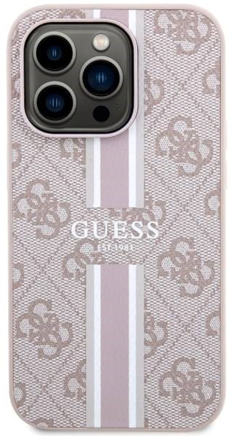 Панель Guess 4G Printed Stripes MagSafe для Apple iPhone 14 Pro Max Рожевий (3666339119904) - зображення 2