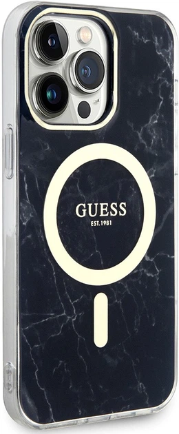 Etui plecki Guess Marble MagSafe do Apple iPhone 14 Pro Max Black (3666339118310) - obraz 3