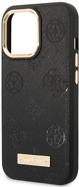 Etui plecki Guess Peony Logo Plate MagSafe do Apple iPhone 14 Pro Max Black (3666339070052) - obraz 3